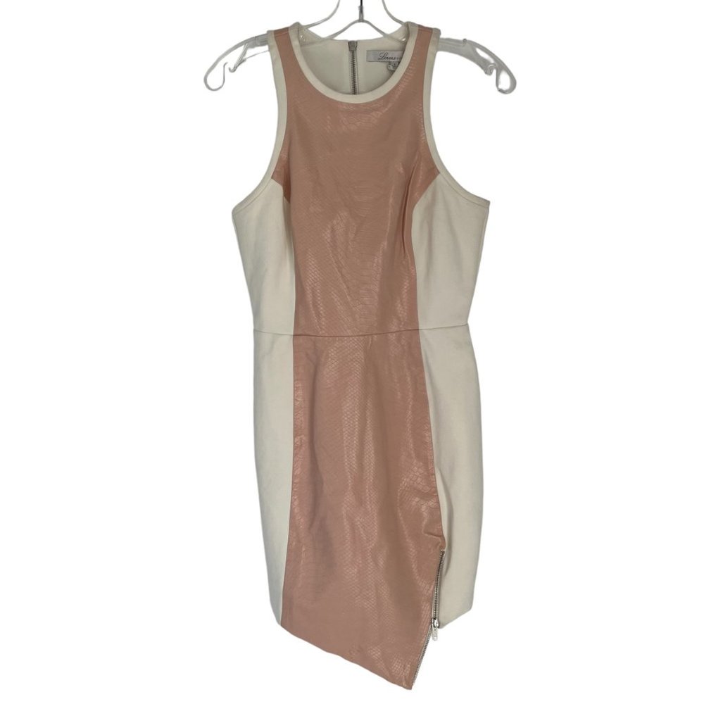 Lovers + Friends Revolve Pink White Asymmetrical Zip Mini Dress Small S